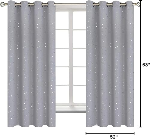 Miniatura 9 de BGment - Cortinas opacas para dormitorio con ojales aislamiento térmico estampado de estrellas plateadas para oscurecer la habitación para sala de