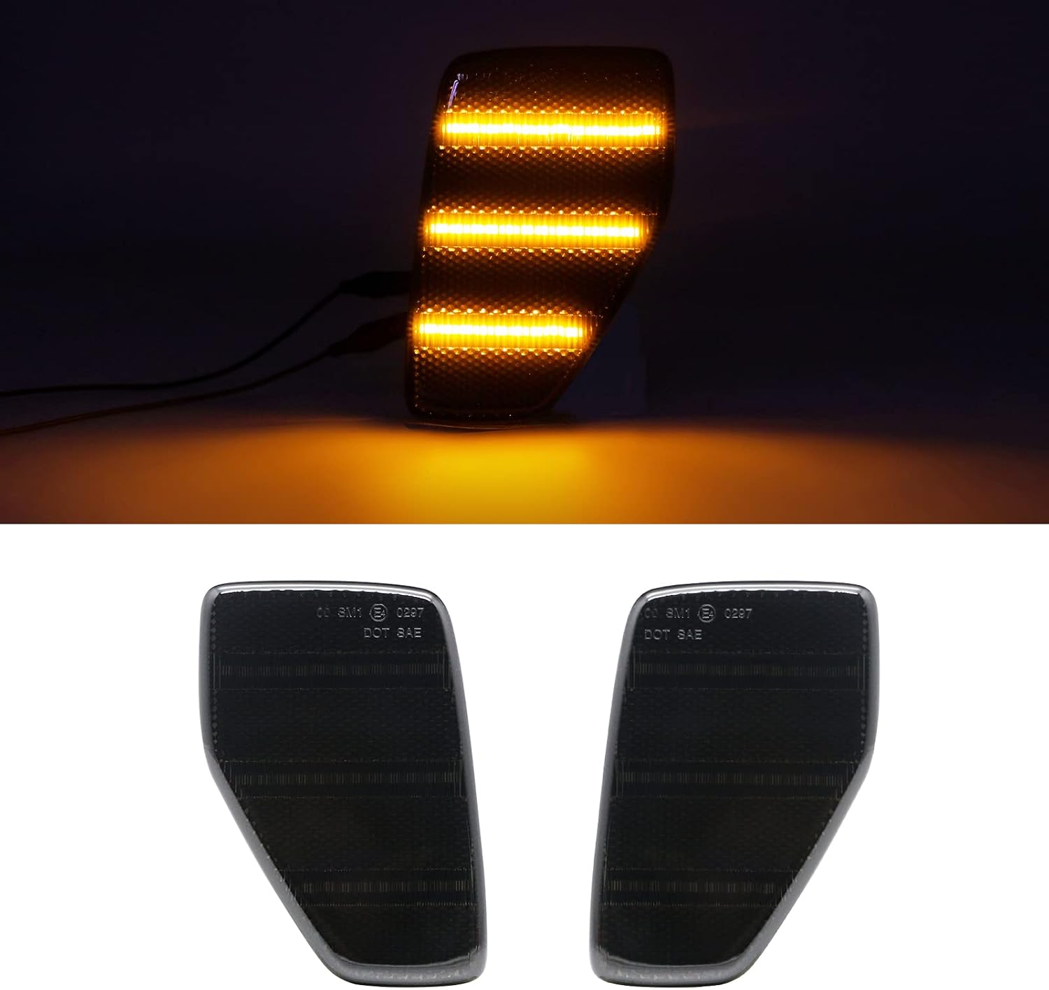 Front LED Side Marker Light Compatible with H3 2006-2010, H3T All Models 2009-2010, 2 PCS Side Fender Bumper Amber Lamp, Replace OE 15873639, 15873638, HU2551100, HU2550100