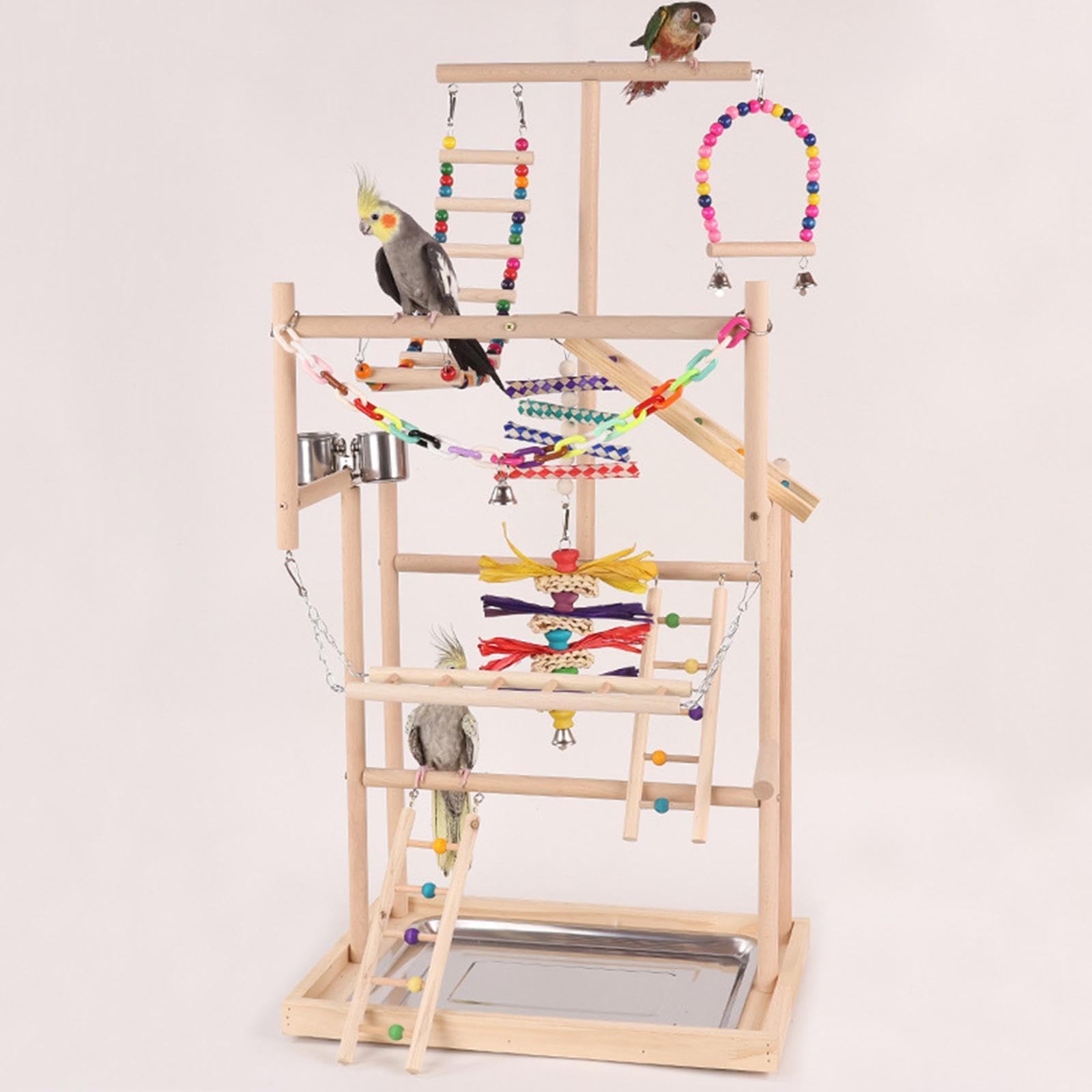 Parco giochi per pappagalli, grande supporto multilivello per uccelli, che incoraggia il gioco attivo per pappagalli, parrocchetti, inseparabili,