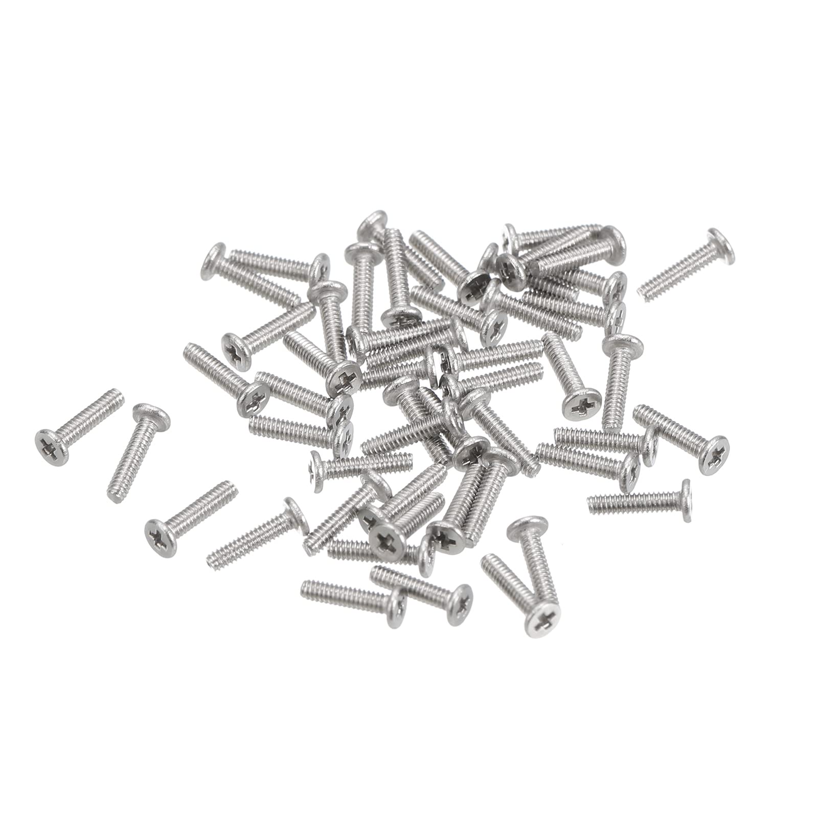 uxcell M1.2-0.25 x 5mm 50Pcs Flat Round Head Screws 304 Stainless Steel Phillips Drive Machine Screws Hardware Fastener for Furniture Connection-image-3