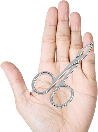Miniatura 3 de WLLHYF 2 piezas de tijeras para cejas, pinzas con mango de punta recta, removedor de tijeras para cejas, cabello facial, cuidado de las cejas,