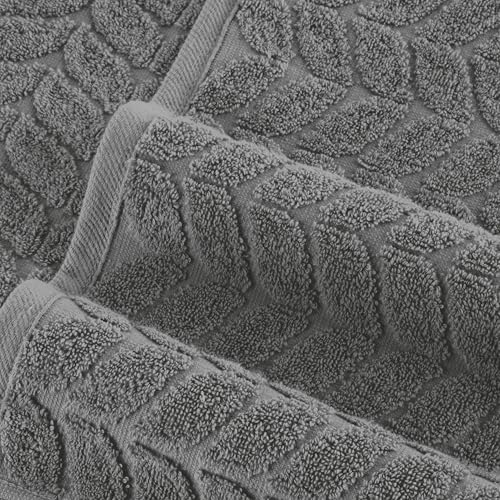 Image of Elegant Comfort Luxury 6-Piece 100% Turkish Cotton Jacquard Braided Textured Premium Hotel Quality Towel Set- Soft and Absorbent, Includes 2 Bath Towels, 2 Hand Towels and 2 Washcloths, Gray