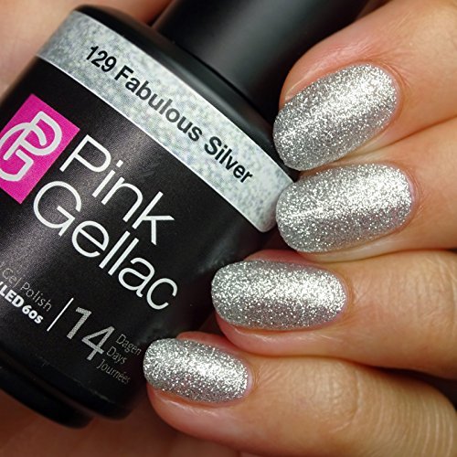 Pink Gellac 129 Fabulous Silver Glitter Soak-Off UV/LED Gel Polish