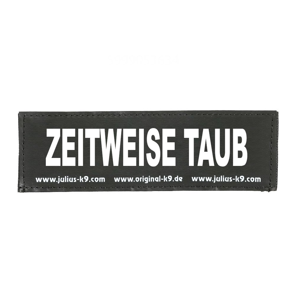 Julius-K9162LR-G-34766, ORIGINAL Interchangeable Patches, Size: Large, Black label with white fluorescent text, 1 pair, ZEITWEISE TAUB