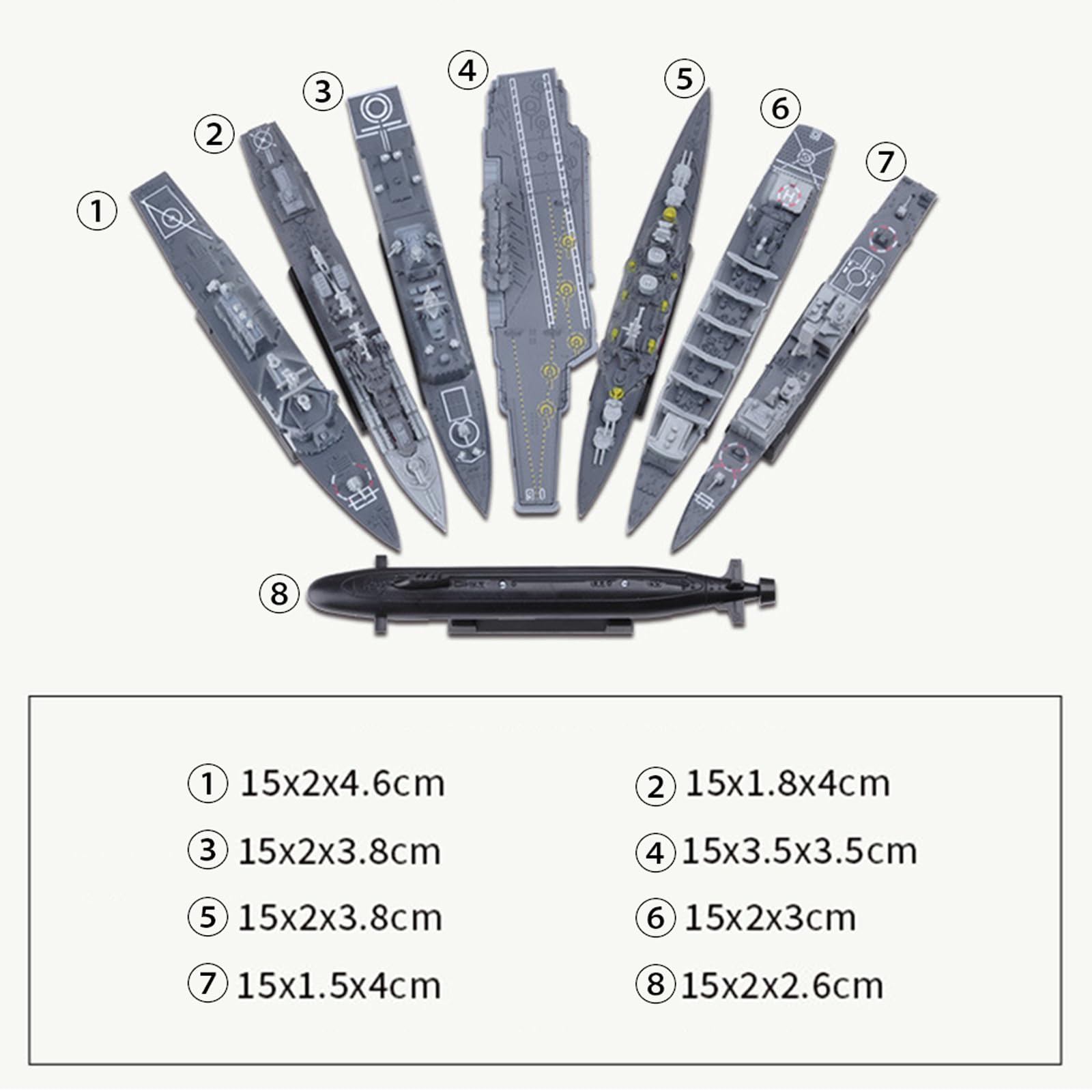 Sharplace 8 Pièces de Modèle Navire de Guerre, Maquette Kits à Construire, Jouet Cadeau pour Adolescent, Adulte, Collection d'ornement