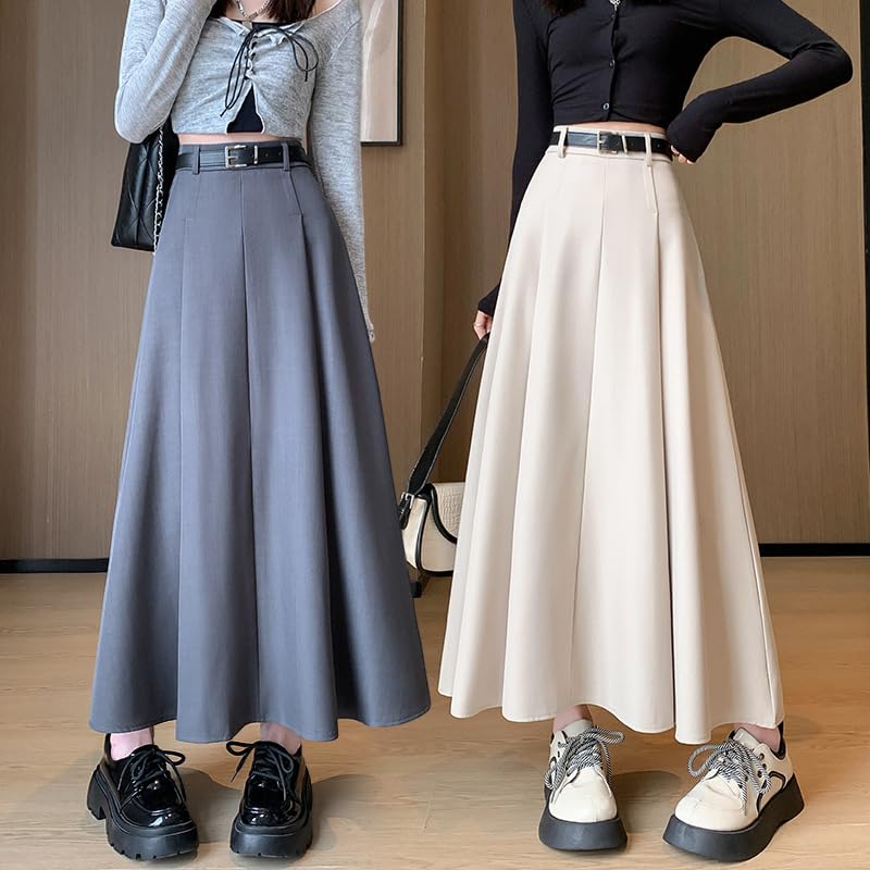 Women's Autumn and Winter Pleated High-Waisted Midi Skirt, Suit Skirt3