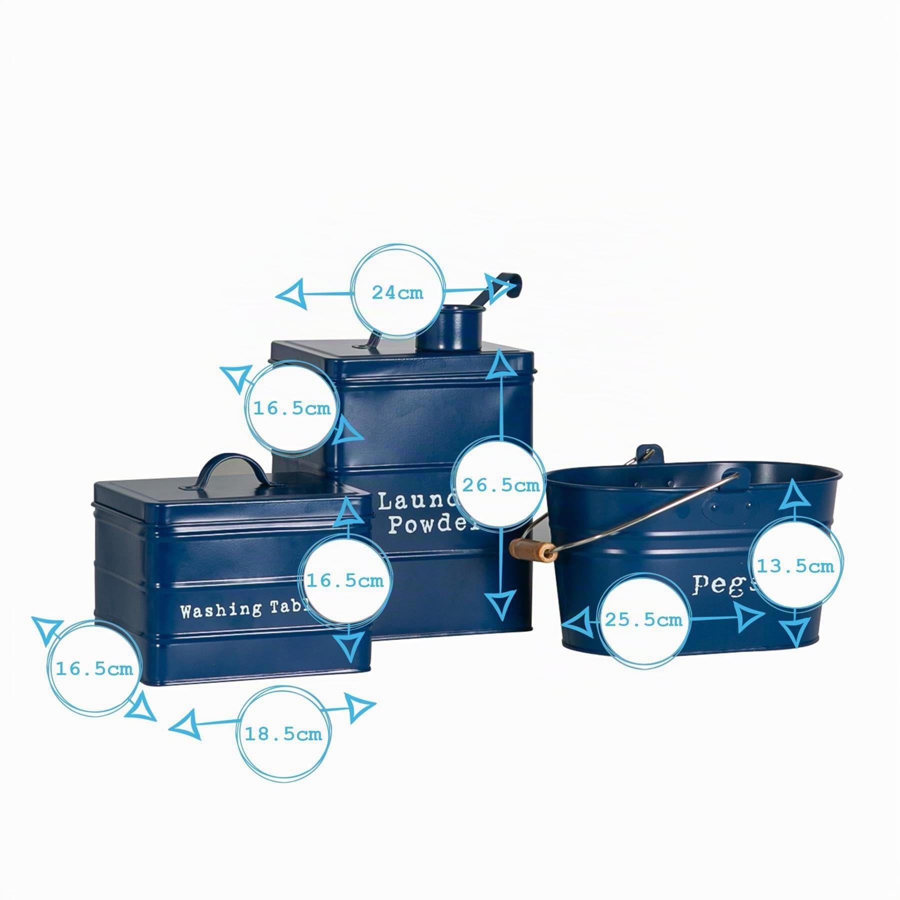Harbour Housewares 3 x Utilitaire Métal Vintage - Salle de Stockage Bidons Style Industriel Tins - cm - Noir