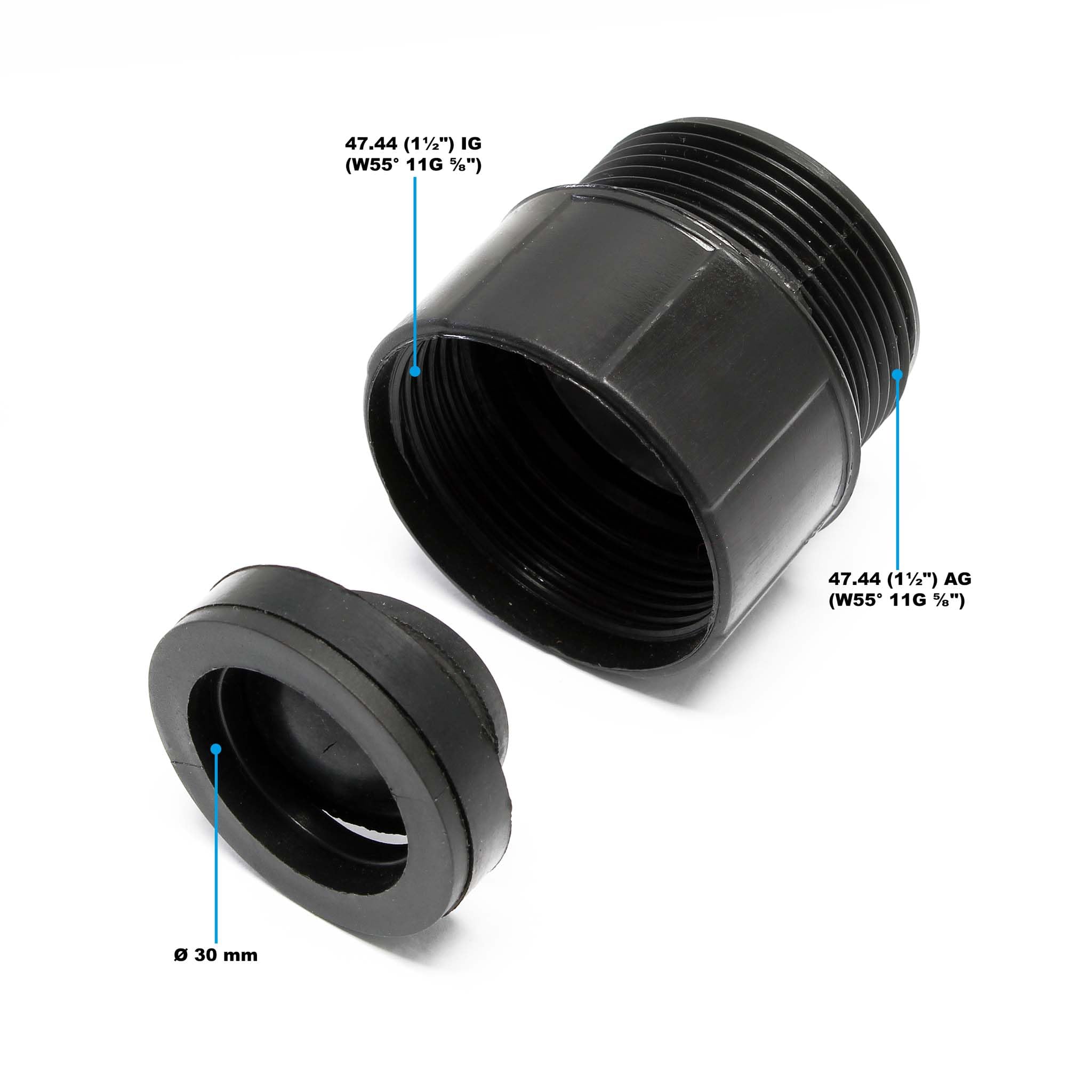 Wiltec część zamienna zawór zwrotny IG AG do pomp ściekowych - zawór zwrotny dla 3 mm płaskiego ssania 550 W, 8500 l/h - pompa ogrodowa, pompa budowlana