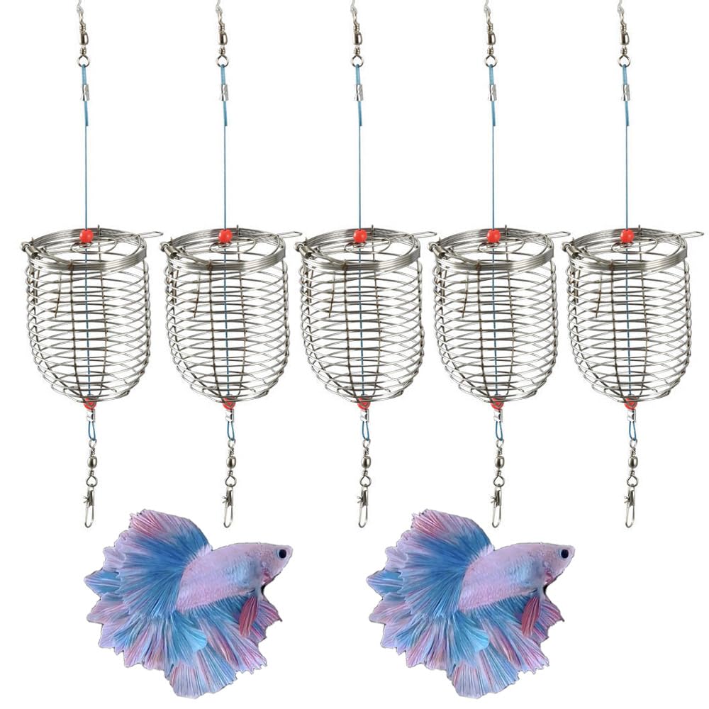 5 Stücke Futterkorb Angeln, Futterkorb Set, Köder Käfig, Edelstahl AngelköDerkäFig, Trap Feederkorb Edelstahl Käfig Form Futterspirale Angelzubehör Feeder Korb für Fischteich Karpfenangeln Zubehör