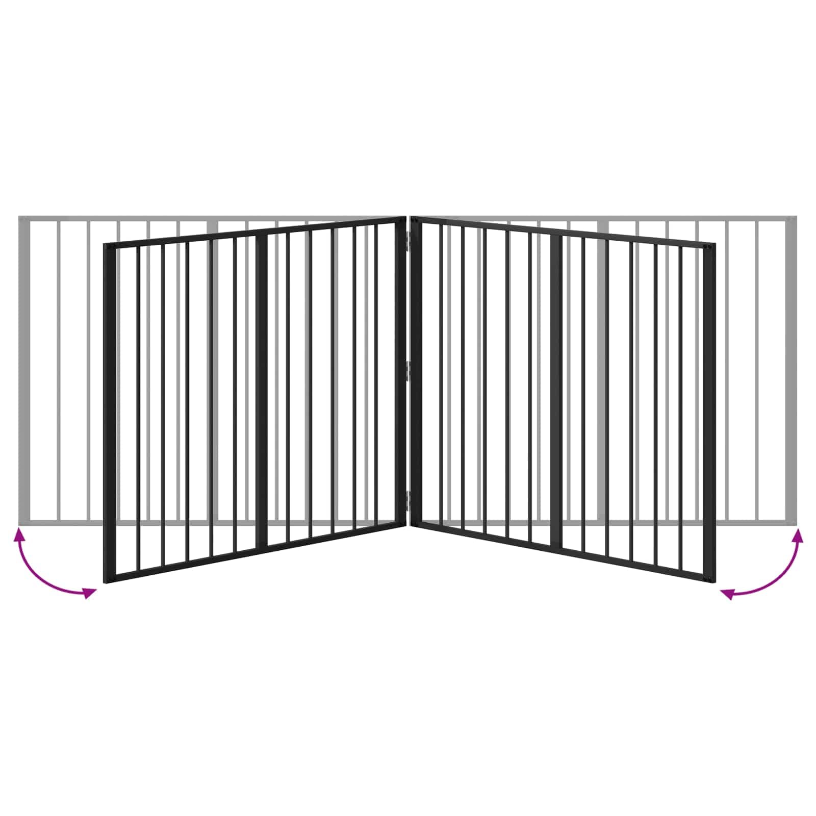 Portería para perros de acero galvanizado, 4 unidades, color negro, 100 x 80 cm, plegable y modular, protección segura para cachorros y perros, versátil como parque infantil, rejilla, valla
