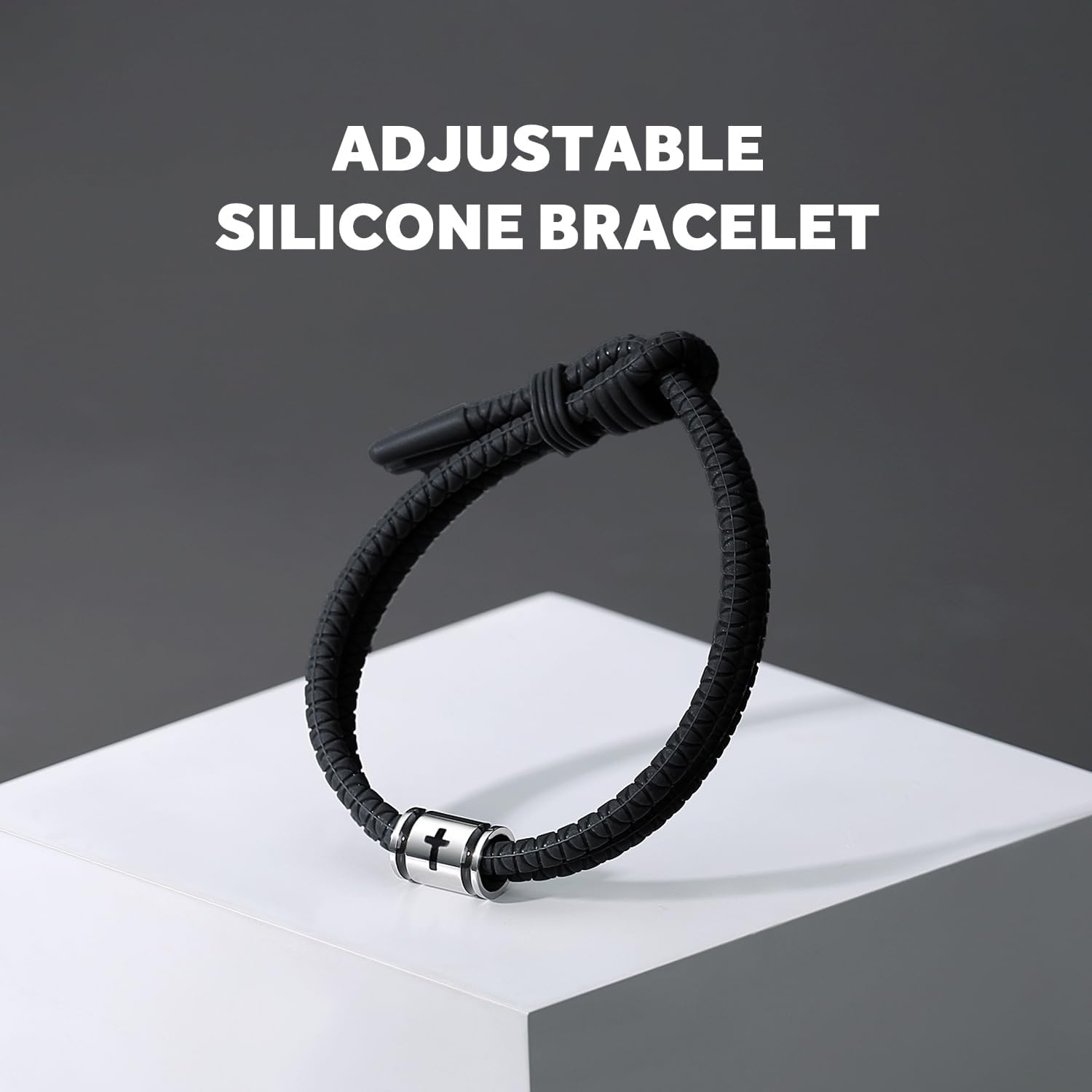 Silicone Cross Rope Bracelets for Men Women, Adjustable Waterproof Men's Rubber Sport Band Bracelet Jewelry Gifts - Image 4
