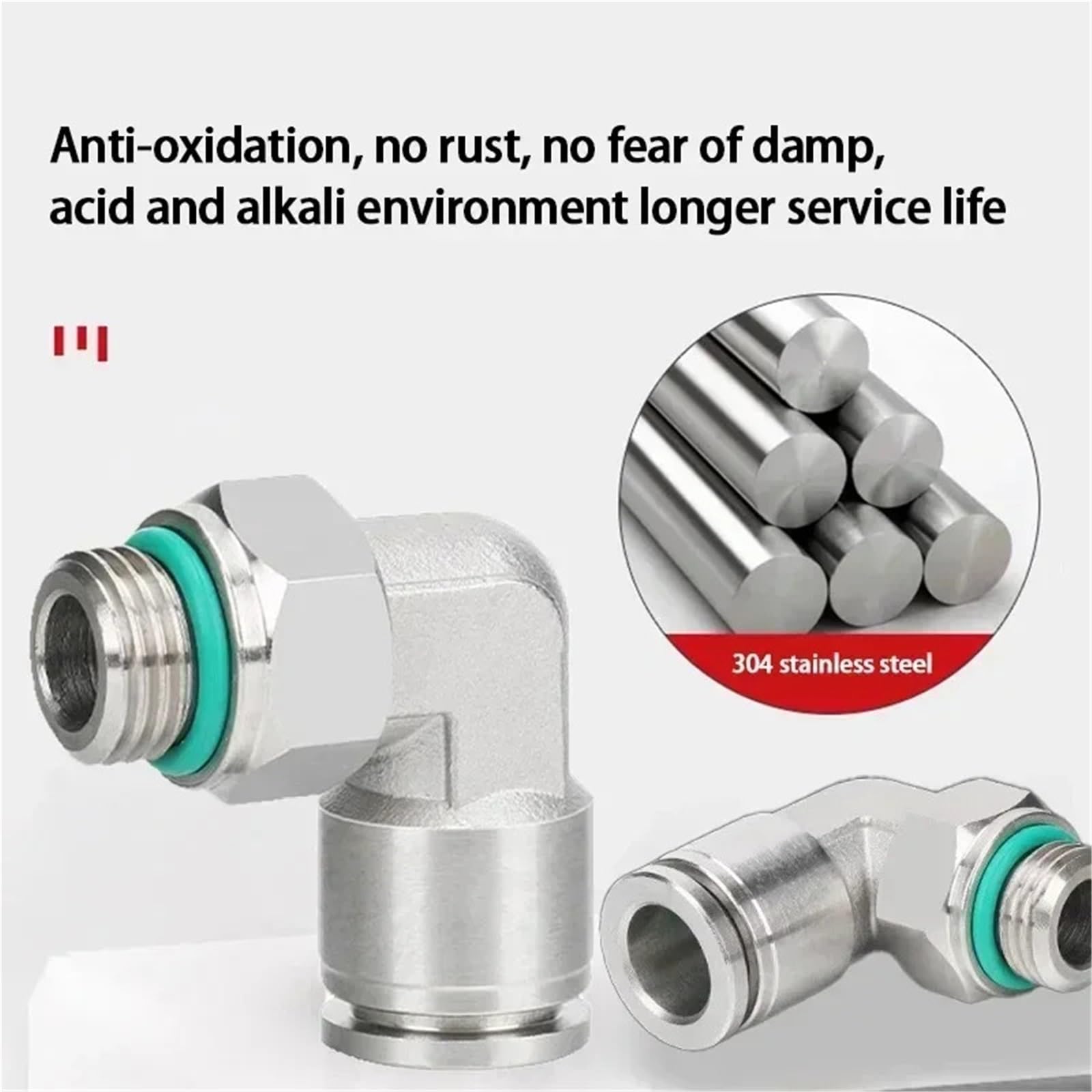 Conector Neumático 10/50/200 Uds. Conector de manguera neumática acero inoxidable 304 conector tubo aire PL 1/8 1/4 3/8 1/2 accesorios tubería liberación rápida(PL8-G03,50 Pcs)