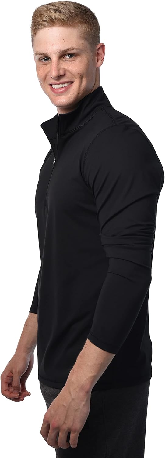 90 Degree By Reflex Soft Half Zip Pullover Long Sleeve Workout Running Shirt for Men - Image 3