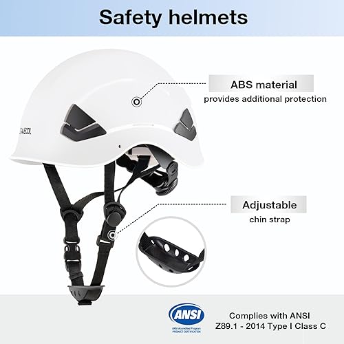 Miniatura 2 de Casco de seguridad ABS duro, 6 puntos de trinquete ajustable ventilado casco protección compatible con ANSI Z89.1