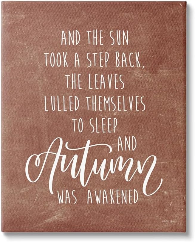 Stupell Industries Idyllic Autumn Calligraphy Phrase Brown Rustic Background,Design by Imperfect Dust