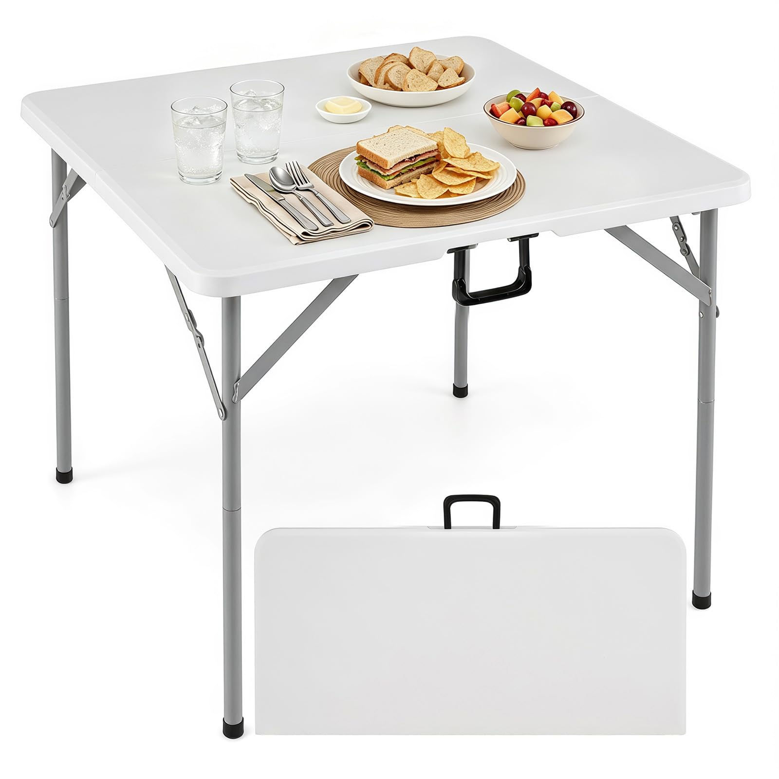Giantex Tavolo da Picnic Pieghevole Esterno e Interno, 86 x 86 x 75 cm