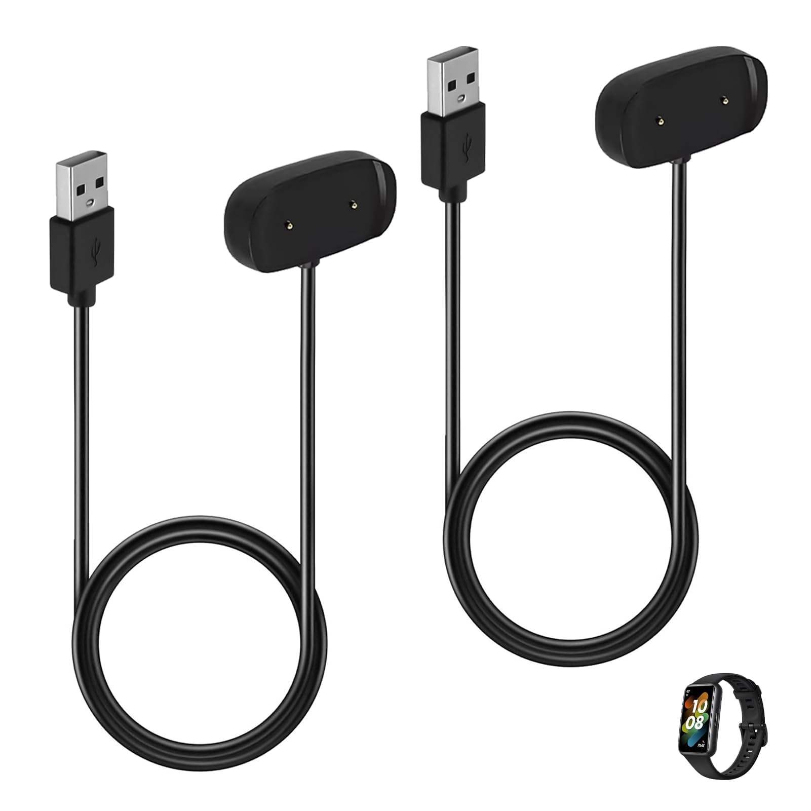 2 Charger Cables Compatible with Amazfit GTR 2 GTS 2 Mini GTS 2e Bip U Pro Active Edge T-Rex Pro Pop Zepp E Z Smartwatch USB Fast Charging Cable Protection Overload Portable Lightweight Black
