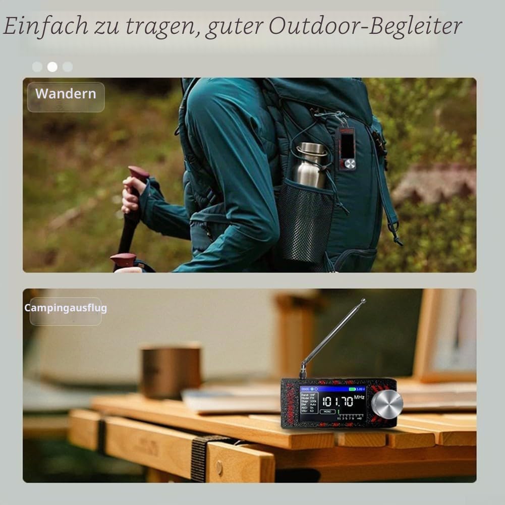 Verbesserter Mini SI4732 Vollband-Radio-Empfänger mit ESP32-S3-Mastersteuerung, 4,8 cm IPS-Farbdisplay, eingebauter Hi-Z-Schaltung, LSB USB AM FM-Modi, AGC ATT-Funktionen, 1 W Lautsprecher (schwarz)