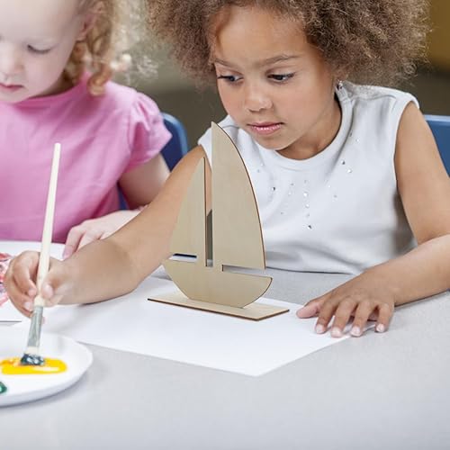 Miniatura 9 de 10 piezas de madera sin terminar modelos de velero náutico recortes de madera náutica temática del océano decoración para el hogar proyectos de