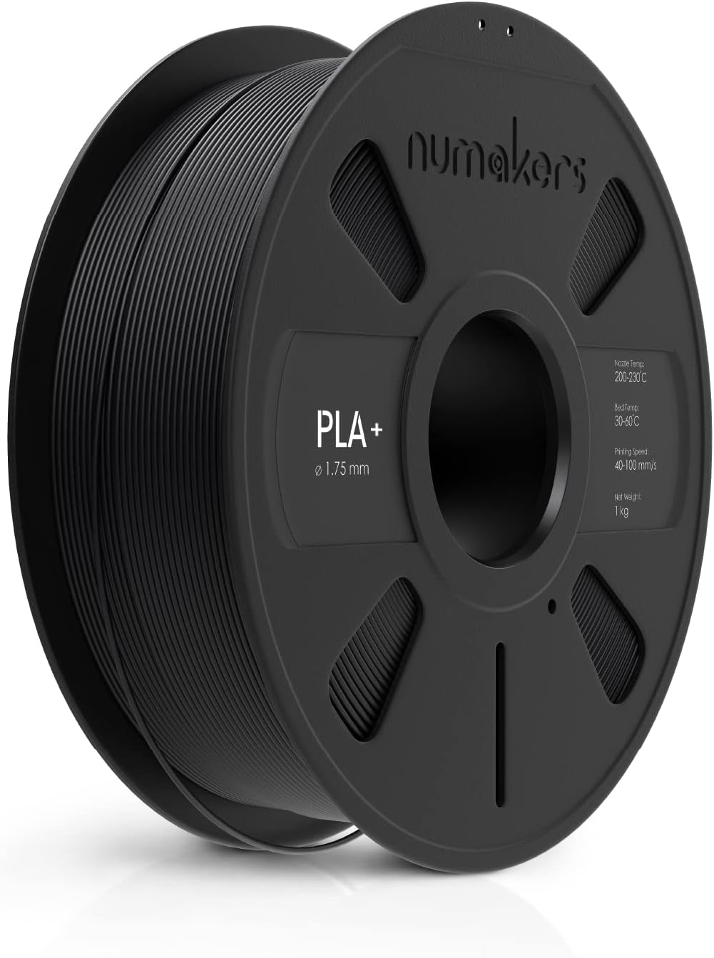 NUMAKERS PLA+ 3D Printer Filament, 1.75mm, Dimensional Accuracy +/- 0.03 mm, 1 kg Spool (2.2 lbs), Compatible with Most FDM Printers (Black)