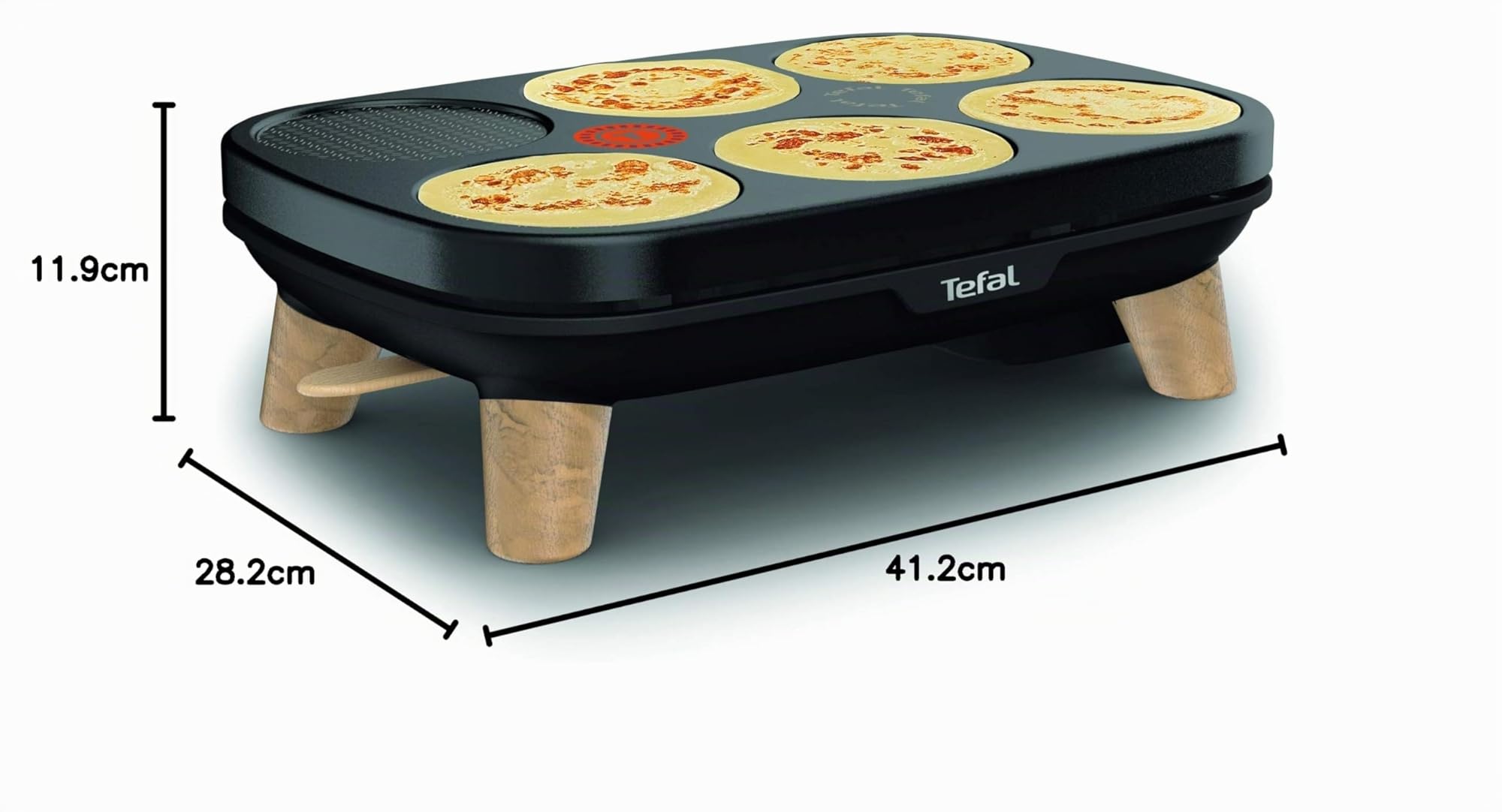 TEFAL PY900D12 Gourmet-Crepiere Zwei abnehmbare Antihaftplatten Einstellbare Temperatur Mehrzweck-Crpes, Galettes, Pfannkuchen