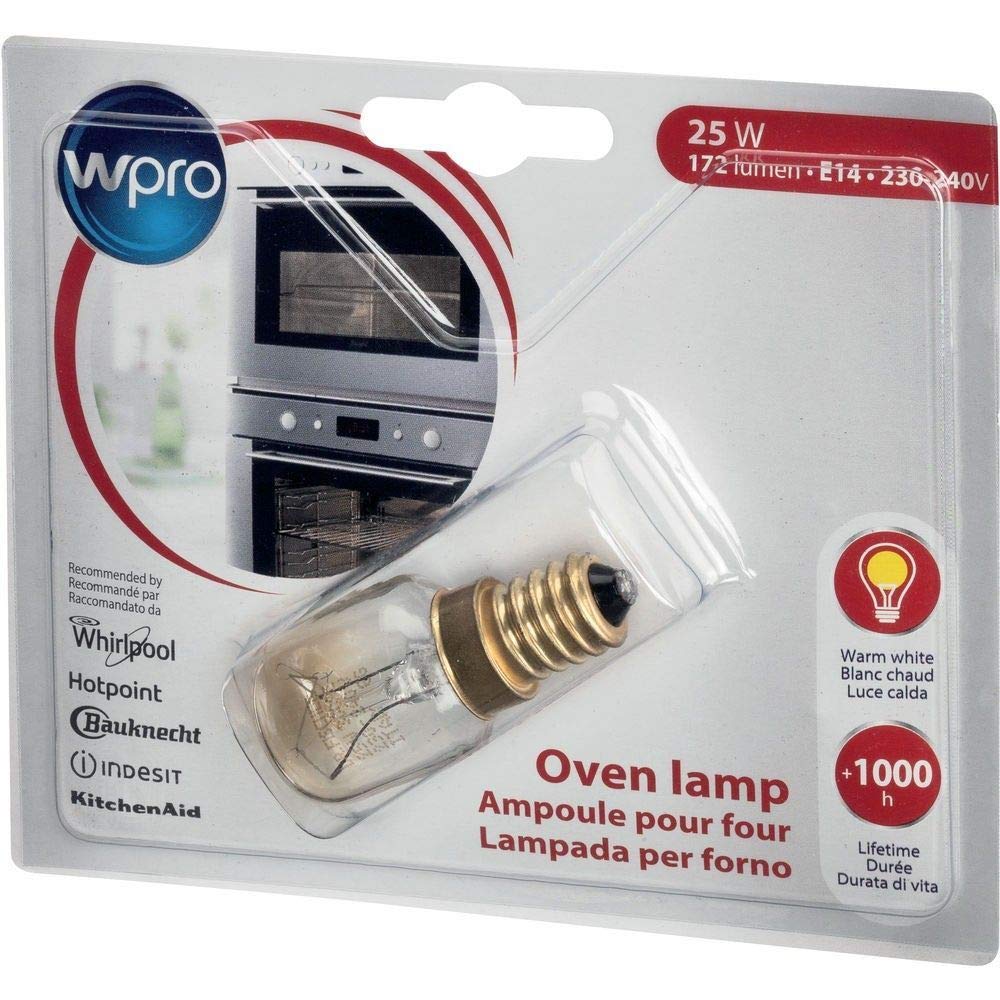 Wpro Genuine Whirlpool Warm White Oven Lamp Bulb (172 lumen, E14, 25W, 230V-240V, 300°C)