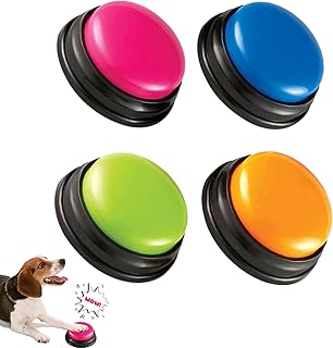 Recordable Button, Geevorks Dog Training Buttons with Led Function, Teach Your Dog to Talk,Dog Buttons Recording 30s- Orange+Blue+Green+Pink