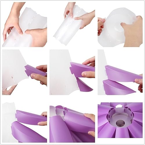 Miniatura 4 de Lightingsky DIY IQ Jigsaw Puzzle Toy Lotus Flower Lámpara Sombra Colgante de techo para decoración de habitaciones (púrpura)