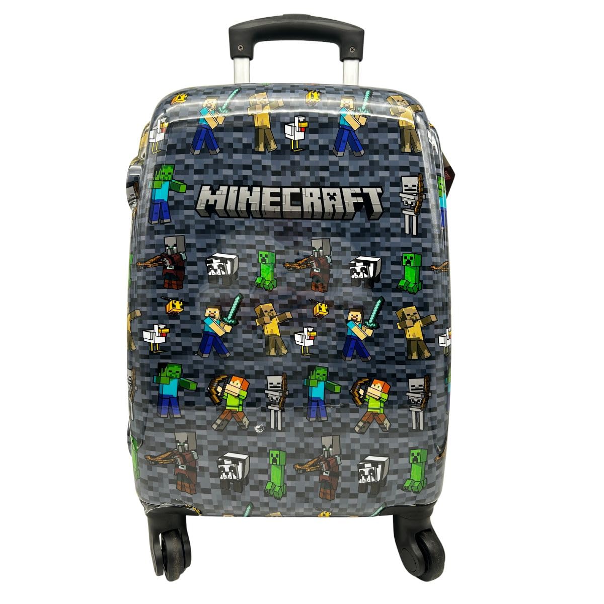 MINECRAFT Valise cabine - 4 roues pivotantes et multidirectionnelles - Roues doubles personnalisées - Valise rigide très résistante avec poignée extensible - 50 x 33 x 20 cm, multicolore, 50 x 33 x 20