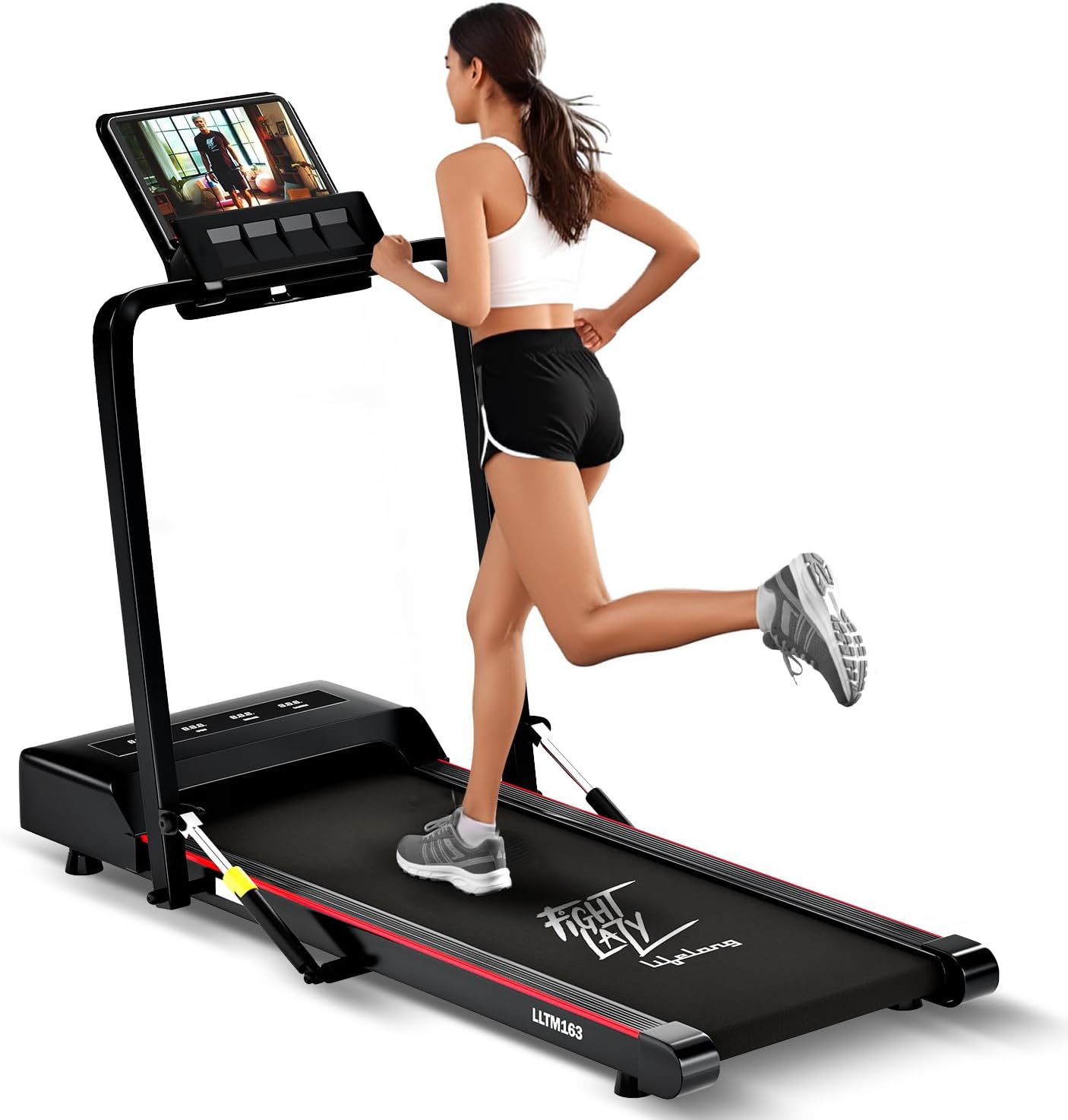 Lifelong Walking Pad Treadmill for Home 2.5Hp Peak Dc Motor- Foldable Under Desk Treadmill-Walking Machine at 8Km/Hr Speed with Led Display-Cardio Equipment for Home Gym 110Kg Capacity(Lltm163),Black
