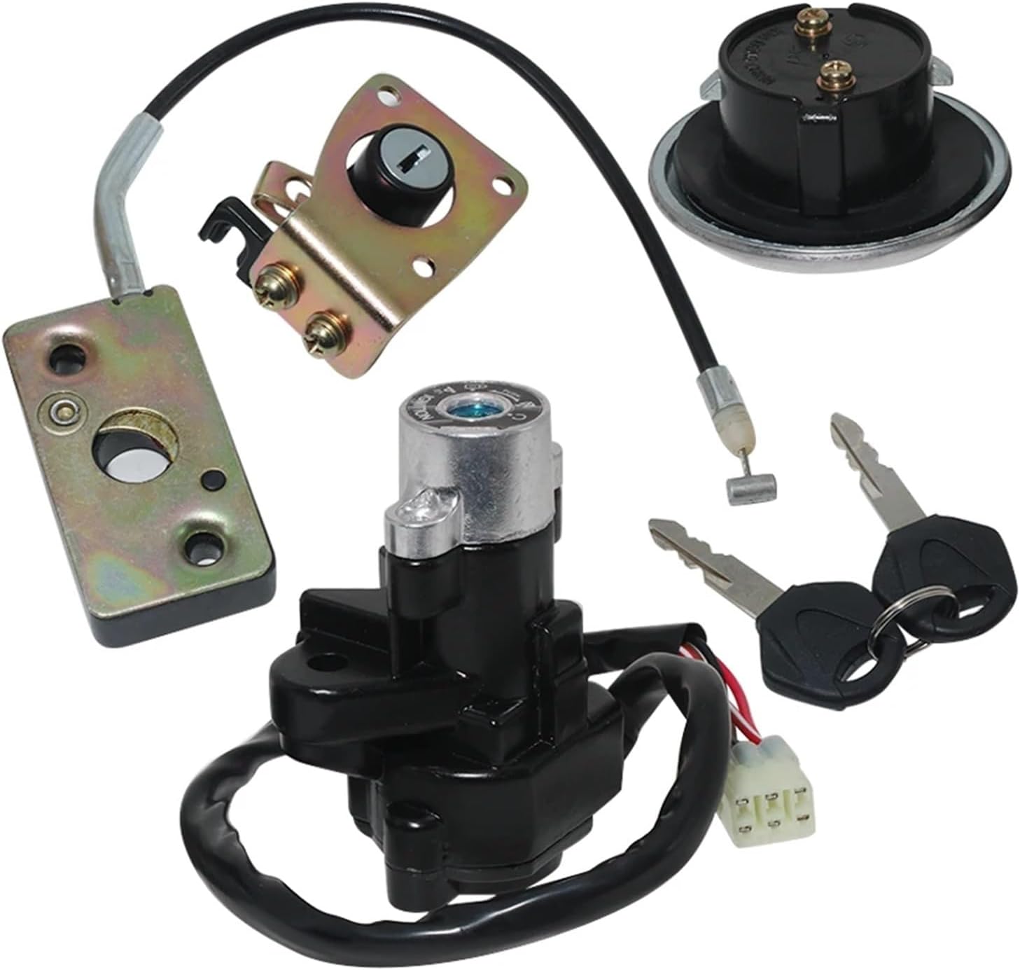 Motorcycle Fuel Gas Ignition Switch Lock With Key Kit Compatible With Suzuki GZ125 GZ 125 1998 1999 2000 2001 2002 2003 GZ250 1999-2011