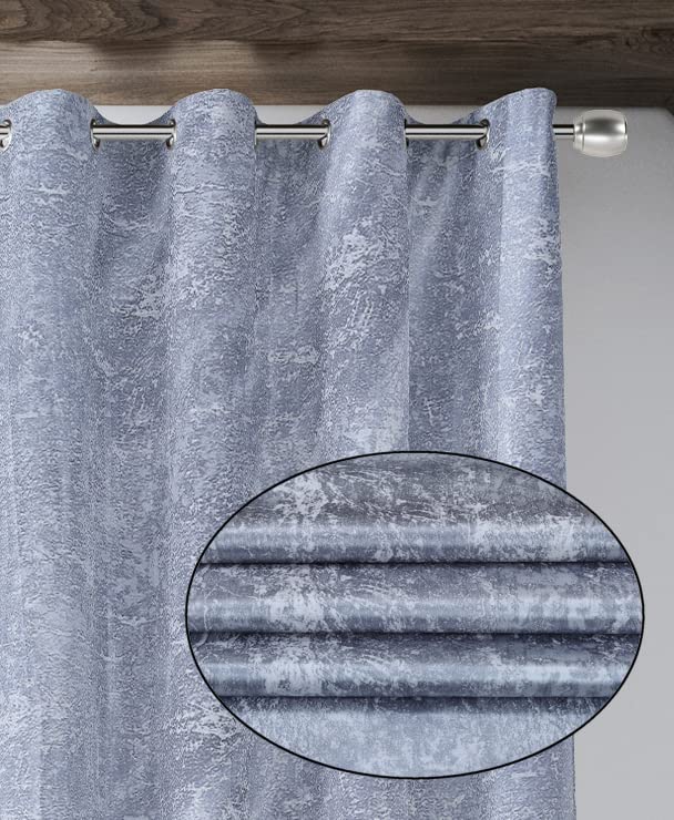 REDECOR Textured Print Curtain I for Living Room/Bedroom I Door - 7feet I Pack of 1 (Grey)