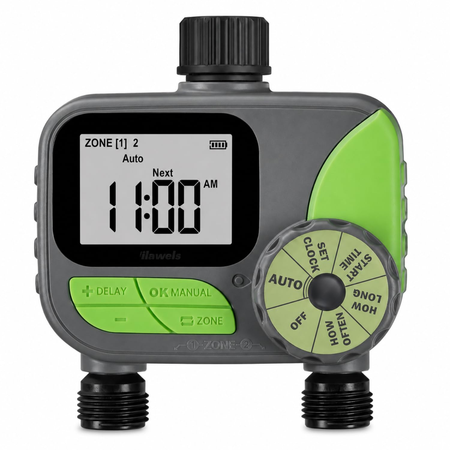 domyno Timer Irrigazione 2 Uscite Centralina Programmatore 2 Vie Temporizzatore irrigatore, funzione Pioggia, modalità Automatica e Manuale (2 vie (2 uscite))