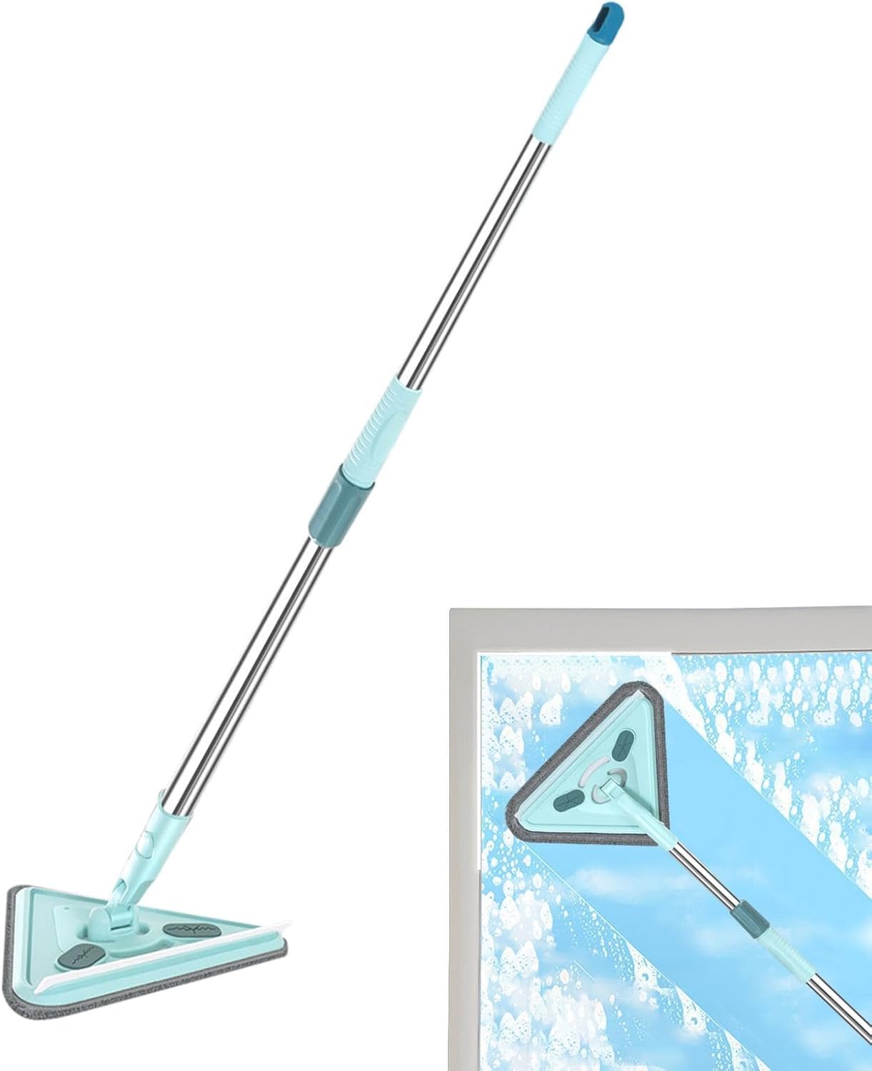 VPGS 3 in 1 Flexible Clean Mop Triangle Pad Flat Cleaning Brush Long Handle Kitchen Bathroom Tile Wall Glass Window Cleaning Tool (B0DGDZ9LM7) Amazon Price History, Amazon Price Tracker