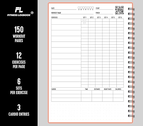 Miniatura 3 de Cuaderno de registro de fitness (melocotón)  Diario de entrenamiento sin fecha A5 para hombres y mujeres  Cubierta de plástico y papel grueso