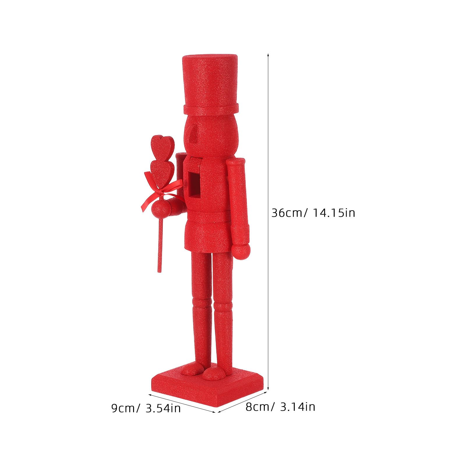 INOOMP Statuina Schiaccianoci in Legno, 36cm, Rossa, Figura Soldato Decorativa da Tavolo, Ornamento da Collezione per Soggiorni e Riunioni Intime, San Valentino e Natale