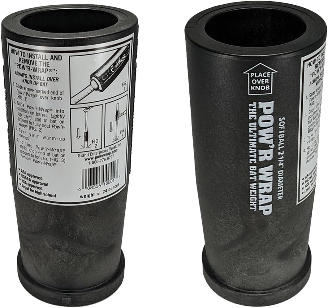 Pow’r Wrap Bat Weight for Softball, 24-Ounce Black Polycarbonate Softball Bat Weight Sleeve for Youth and Adults, Slowpitch and Fastpitch Bats