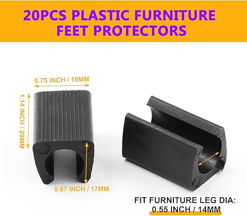 Miniatura 5 de 20 protectores de pies para muebles de 0.551 in, protectores de suelo de taburete de bar, puntas rectangulares antideslizantes para patas, tapas