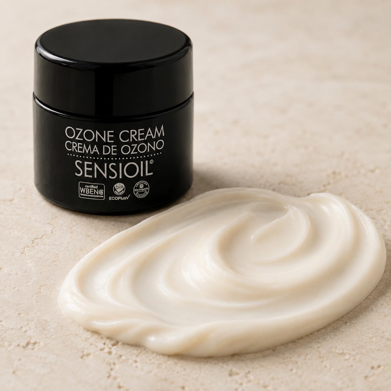 OZOLABS Ozon-Gesichtscreme 50 ml - Feuchtigkeitscreme Anti-Aging für empfindliche Haut | Ozonöl Olive, Sonnenblume + Aloe Vera | Regenerierend für Tag & Nacht | Vegan, Bio | EcoPlus · ISO 9001