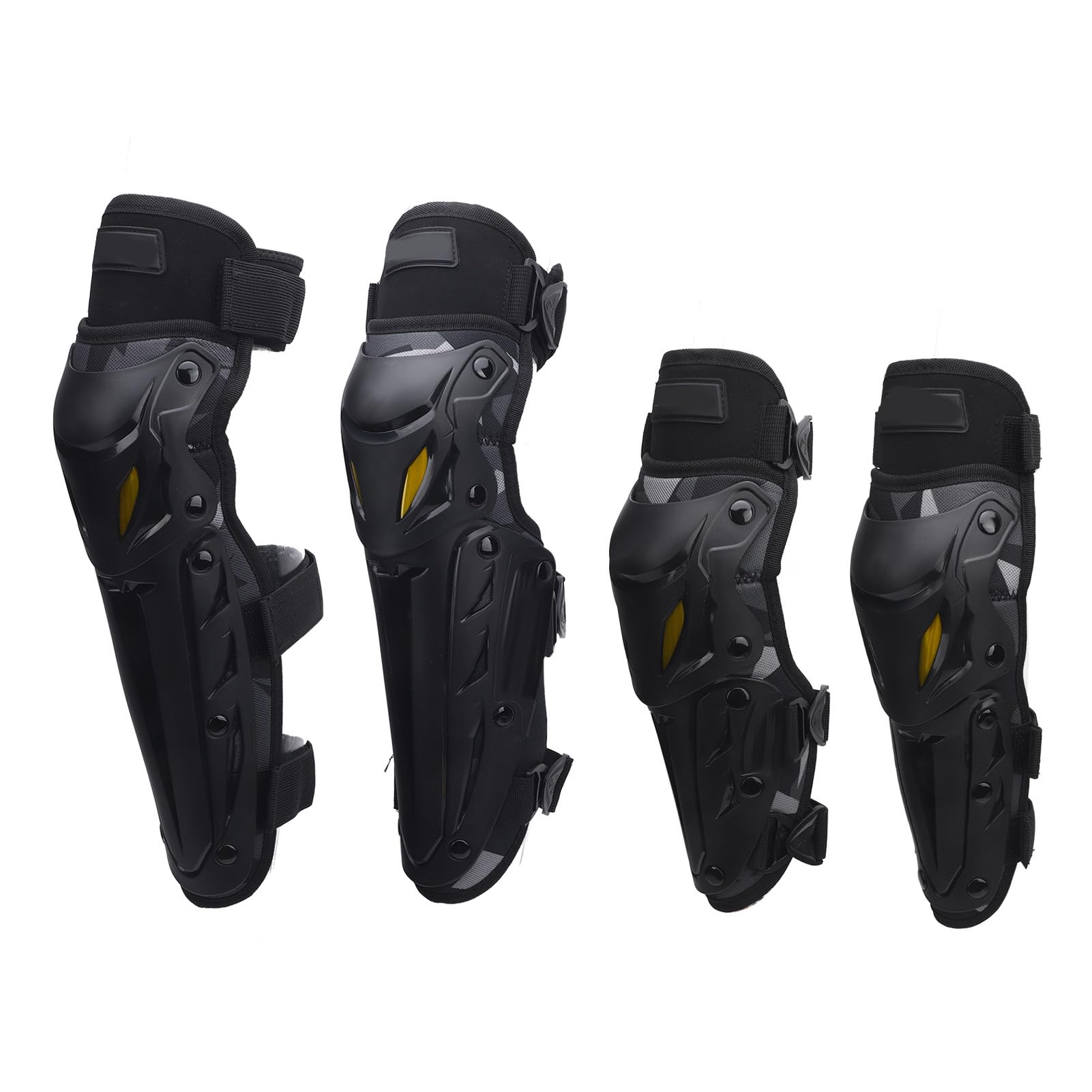 Fockety Ginocchiere per Moto 4 Pezzi, Parastinchi per Ginocchia da Motocross Regolabili, Equipaggiamento Protettivo Antiscivolo per Ciclismo All'aperto, Corse, Sport, Bici da Cross (Camuffare)