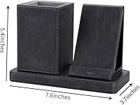 Vista 3 de KINGFOM Organizador de escritorio de piel sintética con soporte de cargador inalámbrico, carga inalámbrica rápida de 10 W para iPhone 11, 11 Pro, 11