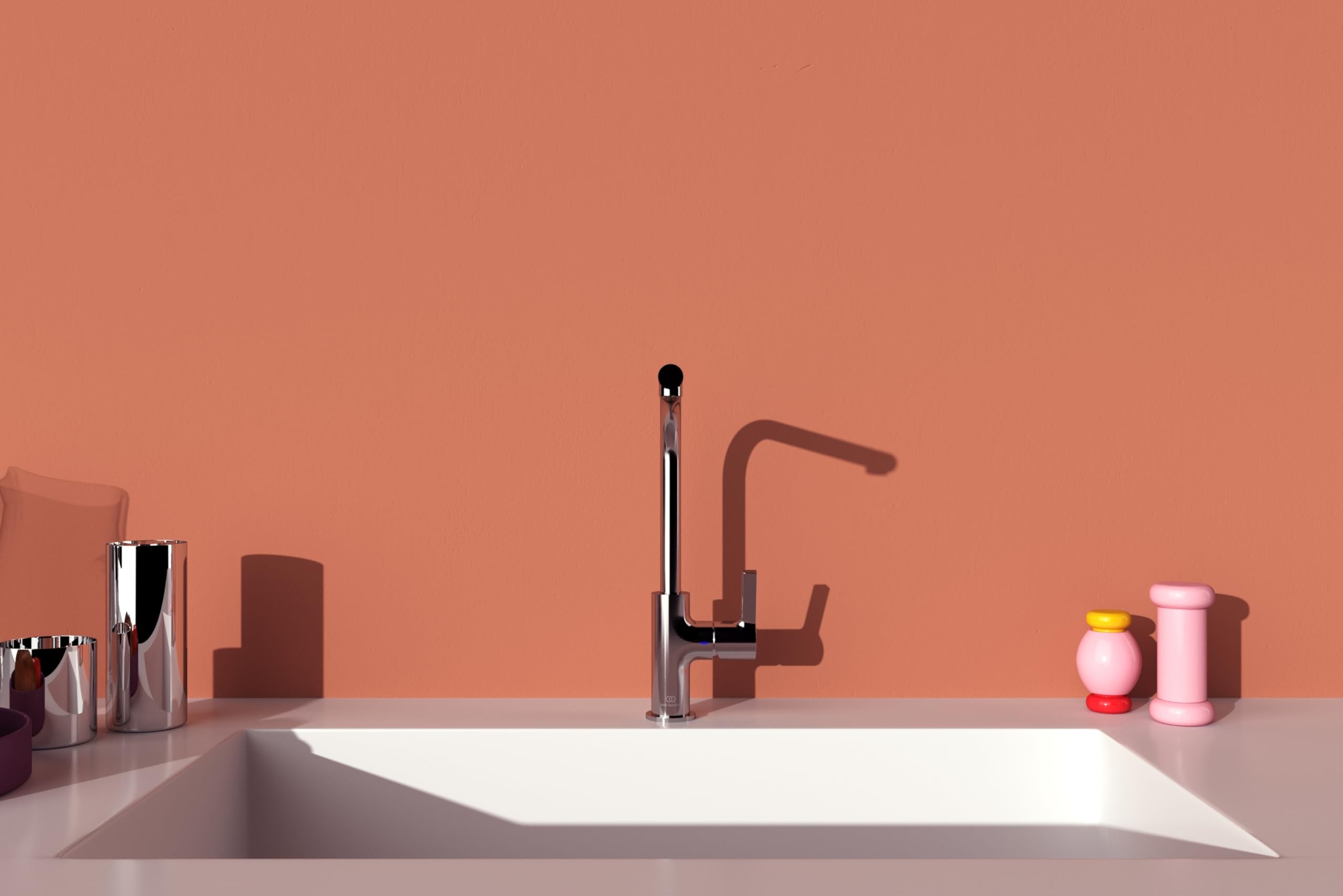 Ideal Standard – Gusto Monomando de cocina, Caño redondo en L, con cartucho FirmaFlow, caño giratorio 360°, fácil de instalar con fijación EasyFix+, Cromo