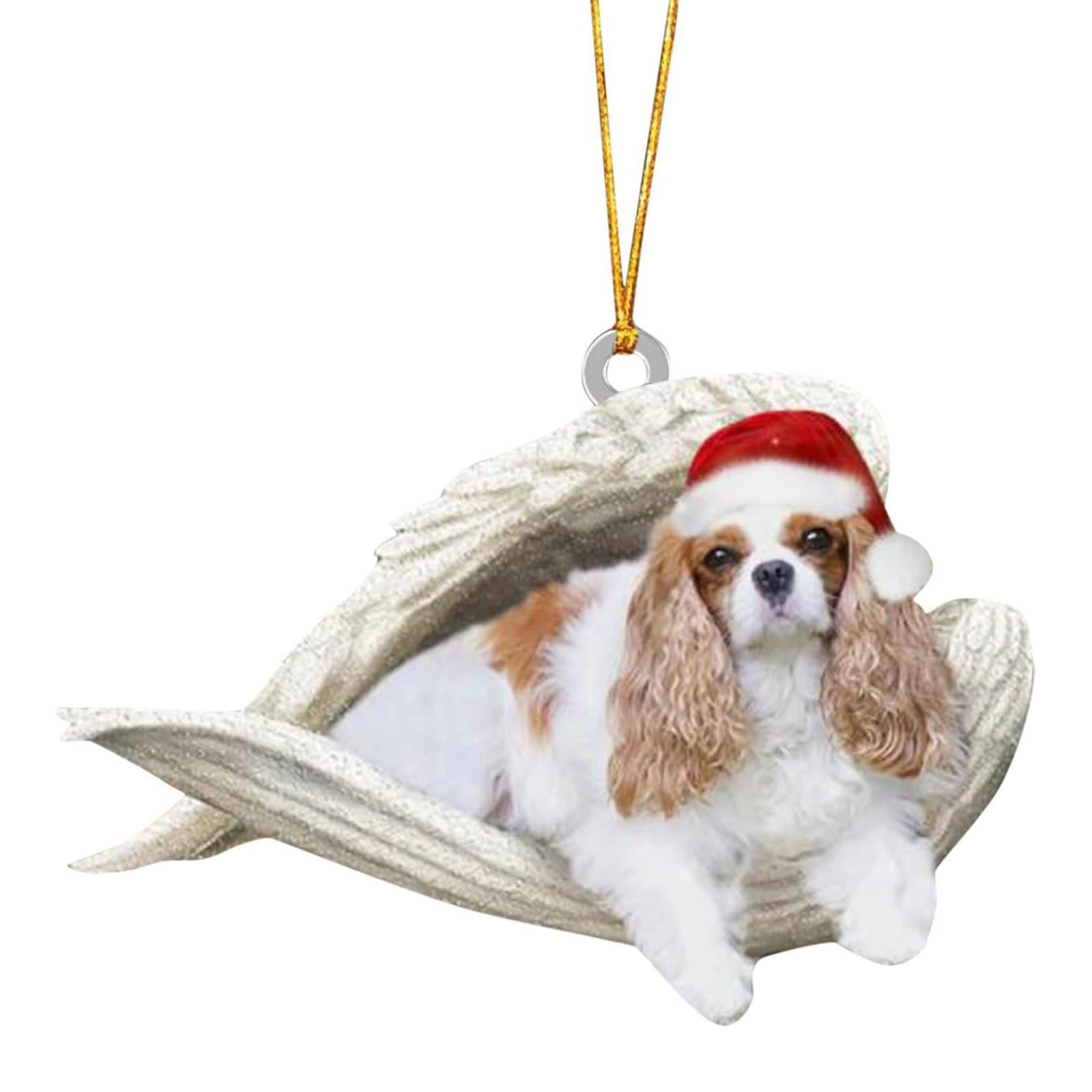 KAQNTUD Car Interior Decoration Shatterproof Acrylic Angel Dog Hanging Ornament for Christmas Tree Wreath Vehicle Interior Shatterproof Christmas Hanging Ornament
