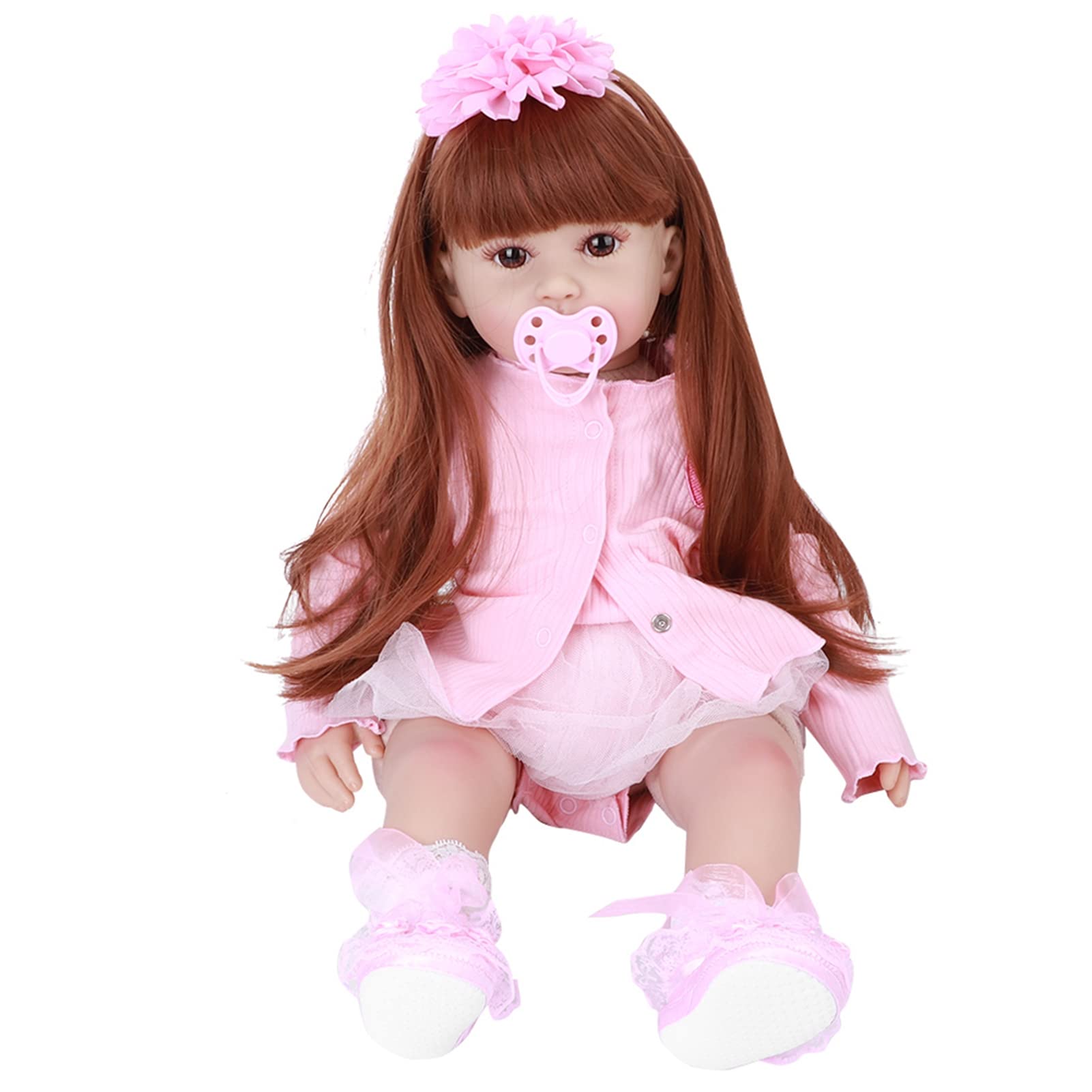 Bellissima Bambola per Giochi Creativi in ​​morbido Silicone da 60 Cm con Vestiti (occhi marroni)