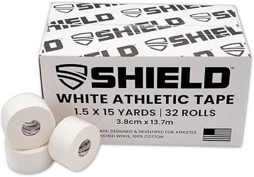Miniatura 6 de SHIELD Paquete de 32 cintas atléticas a granel, 1.5 pulgadas x 15 yardas, fabricadas en Estados Unidos, fáciles de rasgar, rígidas, sin residuos.