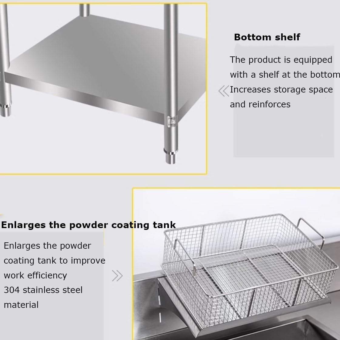 Fried Chicken Breading Table,Commercial Food Prep Worktable Breading Table Fried Food Prep Breader Station with Stainless Steel,100 * 70 * 80cm