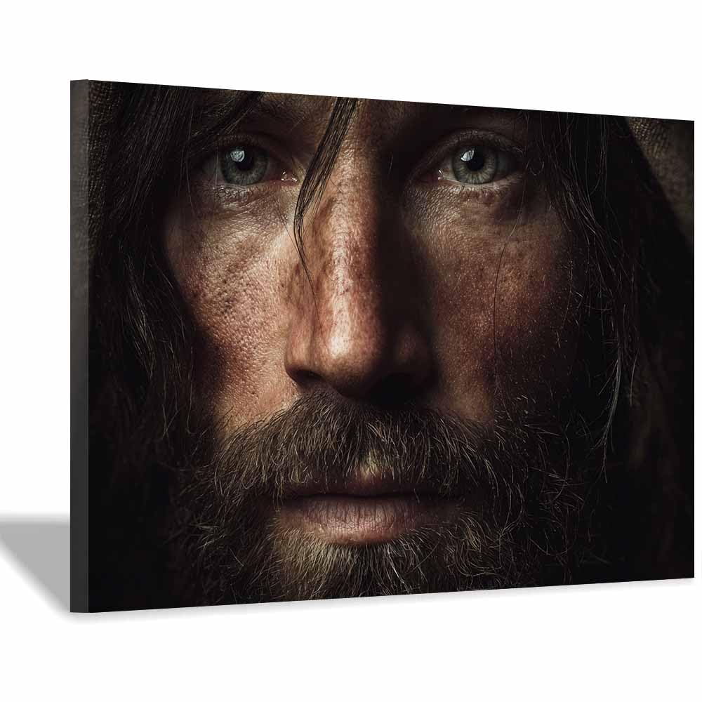 ZAMAEIU Jesus Picture Poster Gazing intently Christ Canvas Painting Wall Art Print,for Living Room,bedroom Apartment office corridor Decor(black0)-30x50cm Framed
