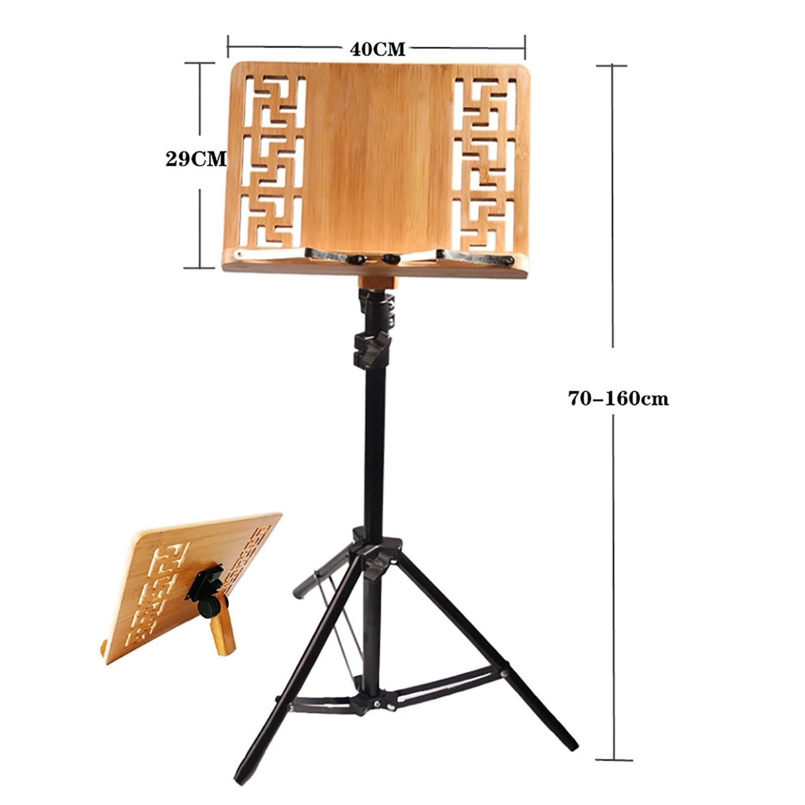 Soporte para Atril para Partituras Atril de bambú for partituras, Soporte de Escritorio for partituras, Estante de Soporte for partituras elevable Soporte con Altura Ajustable