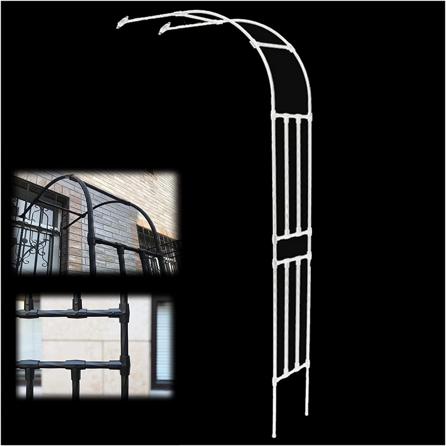 GTYUNZP Half against the wall Garden Arch for Outdoor Plants Gate Entry Paths Self Assembly Rose Archway (Color : White, Size : 240x220x40cm)