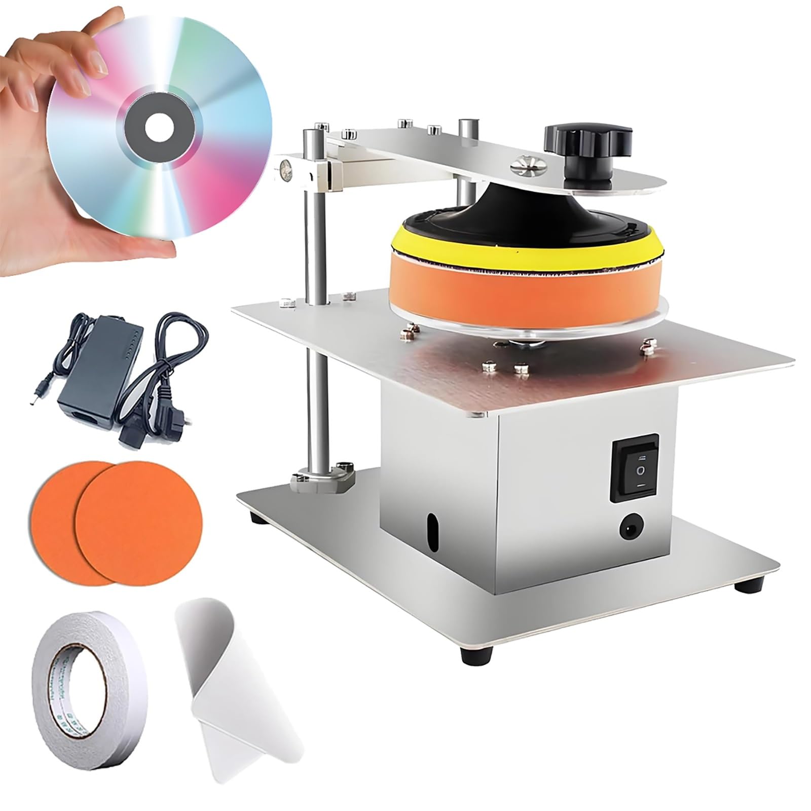 Lucidatrice a disco, attrezzatura per la pulizia del disco da 200 W, regolazione a 7 velocità, per riparazione e recupero dati, uso del negozio di noleggio CD